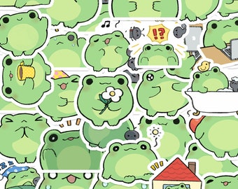 20/40pcs Frog Stickers, Cute Green Froggy Stickers for Phone Laptop Car Skateboard, Graffiti Decals, Scrapbooking  Decorative Stickers