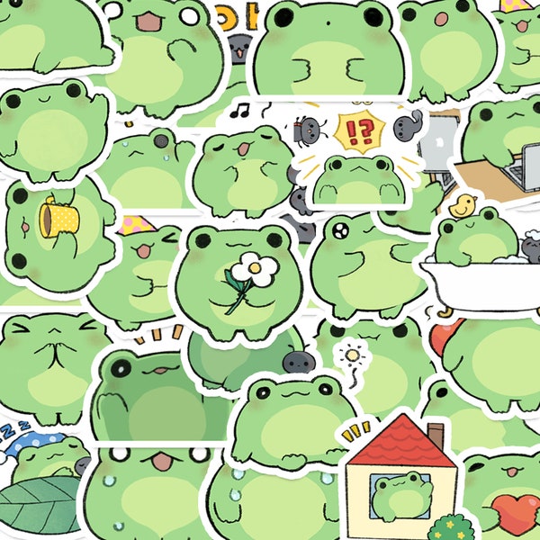 20/40pcs Frog Stickers, Cute Green Froggy Stickers for Phone Laptop Car Skateboard, Graffiti Decals, Scrapbooking  Decorative Stickers