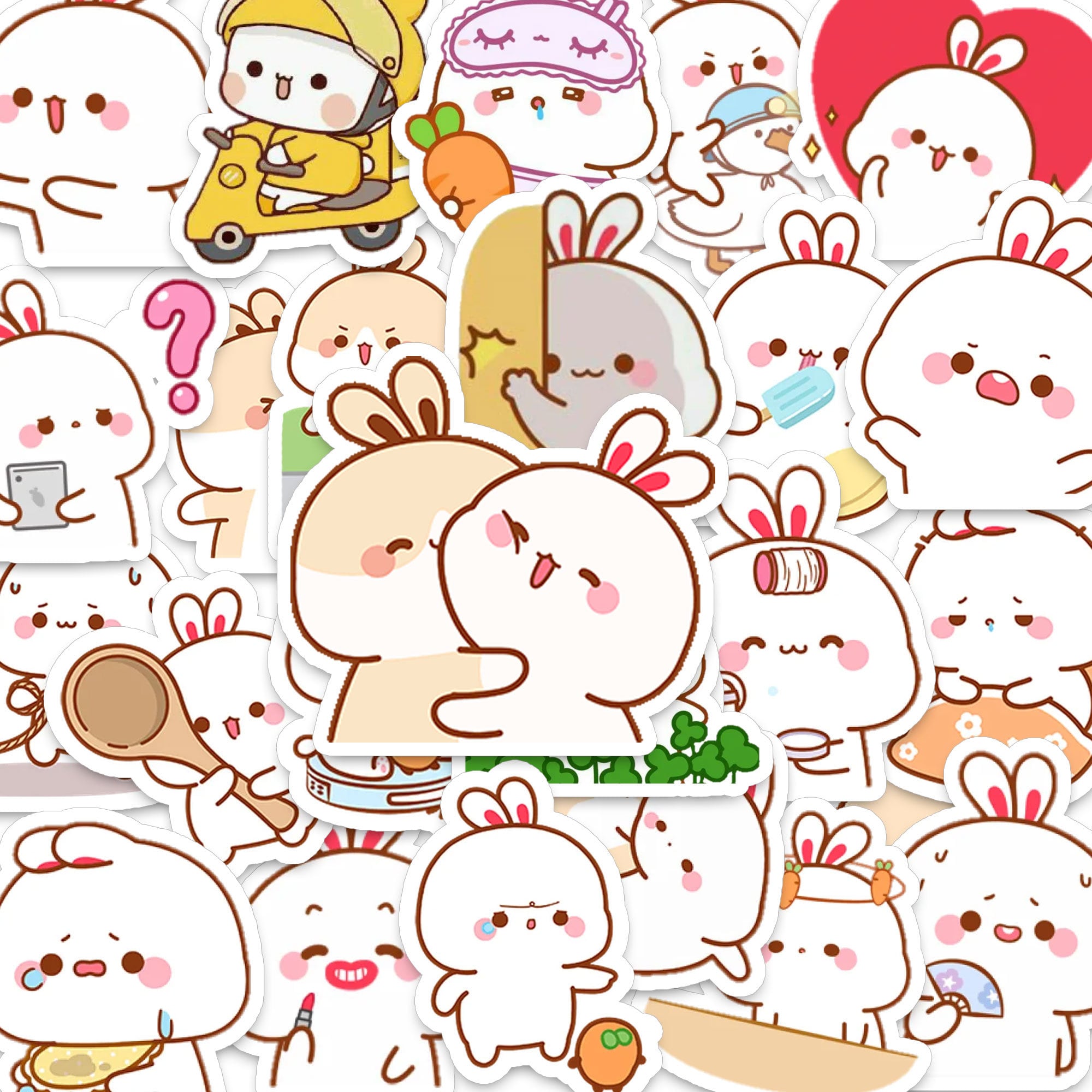 rain.hitujiさん♡ 60 Pcs Tuji Bunny Stickers Cute Lovely Tooji Rabbits Couple
