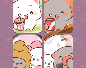 20 pcs Peach and Goma Photo Cards Cute Lovely Cat Couple Travelling Snapshots