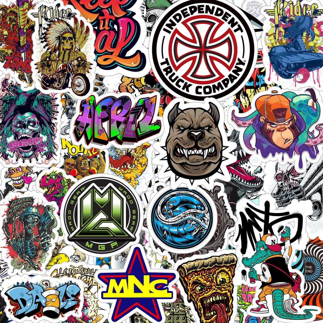 Neon Racestickers, 50 stuks, skateboard, graffiti-stickers