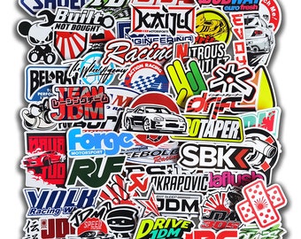 60pcs Car Vehicle Racing Styling JDM Automobile Modification Stickers for Bumper Bicycle Helmet Motorcycle Mixed Vinyl Decals PVC Stickers