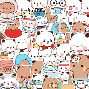 240 pcs Bubu Dudu Stickers Cute Bubududu Bears Couple Stickers for Laptops Skateboard