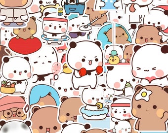 240 pcs Bubu Dudu Stickers Cute Bubududu Bears Couple Stickers for Laptops Skateboard