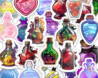 Pack of 40pcs Potions Stickers, Dark Magic Graffiti, Love Halloween Potion Decals for Laptops Skateboards