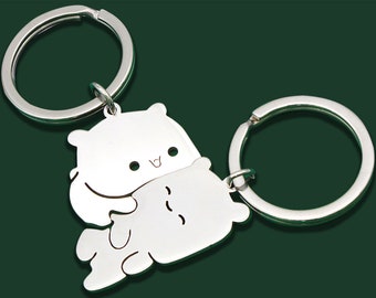 2pcs Bubududu Keychain, Cute Bubu and Dudu Key Ring, Valentine's Day Gift, Anniversary Gift, Gift for Her Him, Matching Bears  Key Organizer