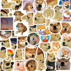 60pcs Dog Meme Stickers Funny Cute Shiba Inu Stickers for Laptops Skateboard