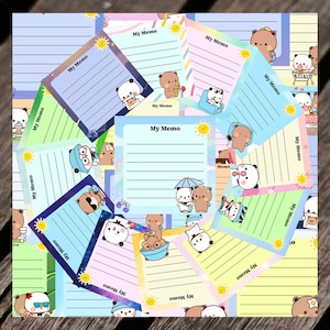 60 pcs Bubu Dudu Bloc-notes Autocollants Mignon Bubu et Dudu Bloc-notes Autocollants Beau Couple D'ours Assortiment De Notes Pense-bête Feuilles D'autocollants