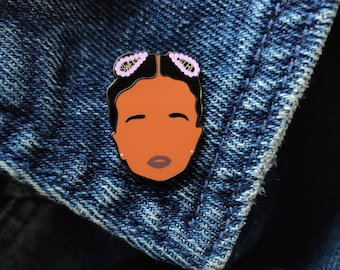 Dear Sweet Girl 1" Hard Enamel Pin, Little Black Girl with Pale Purple, Pale Pink or White Hair Clip