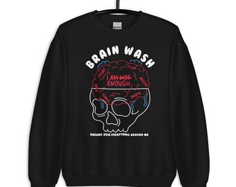 Felpa con teschio del lavaggio del cervello, maglietta di Halloween, regalo di Halloween, camicia con teschio, camicia scheletro, maglietta con teschio divertente, costume di Halloween, regalo teschio,