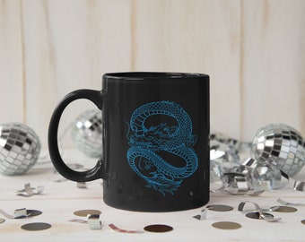 Blue Dragon Mug, Dragon Art, Drinkware, Dragon Coffee Mug, Dragon Coffee Cup, Chinese, Vintage Dragon Mug, Japanese, Dragon Gift Idea,