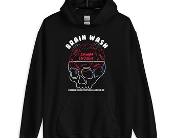 Felpa con cappuccio con teschio Brainwash, Felpa con cappuccio di Halloween, Regalo teschio, Felpa con cappuccio con teschio, Felpa con cappuccio scheletro, Felpa con cappuccio con teschio divertente, Costume di Halloween, Felpe con cappuccio grafiche,