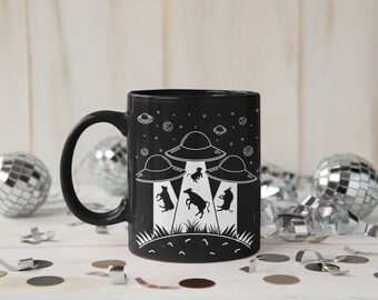 Tazza UFO, Tazza aliena, Tazze con disco volante, Tazze grafiche, Tazze divertenti, Tazze Area 51, Regali alieni, Tazza rapimento alieno, Tazza spazio esterno, Tazza mucca,