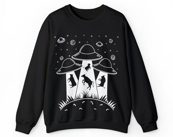 Felpa UFO, Felpa Alien, Felpe con disco volante, Felpe grafiche, Felpa divertente, Felpe Area 51, Felpe spaziali,