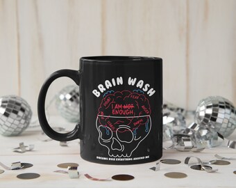 Tazza con teschio per il lavaggio del cervello, tazza da caffè di Halloween, regalo di Halloween, tazza con teschio, tazza di scheletro, tazza con teschio divertente, tazza grafica, tazza con teschio, regalo con teschio,