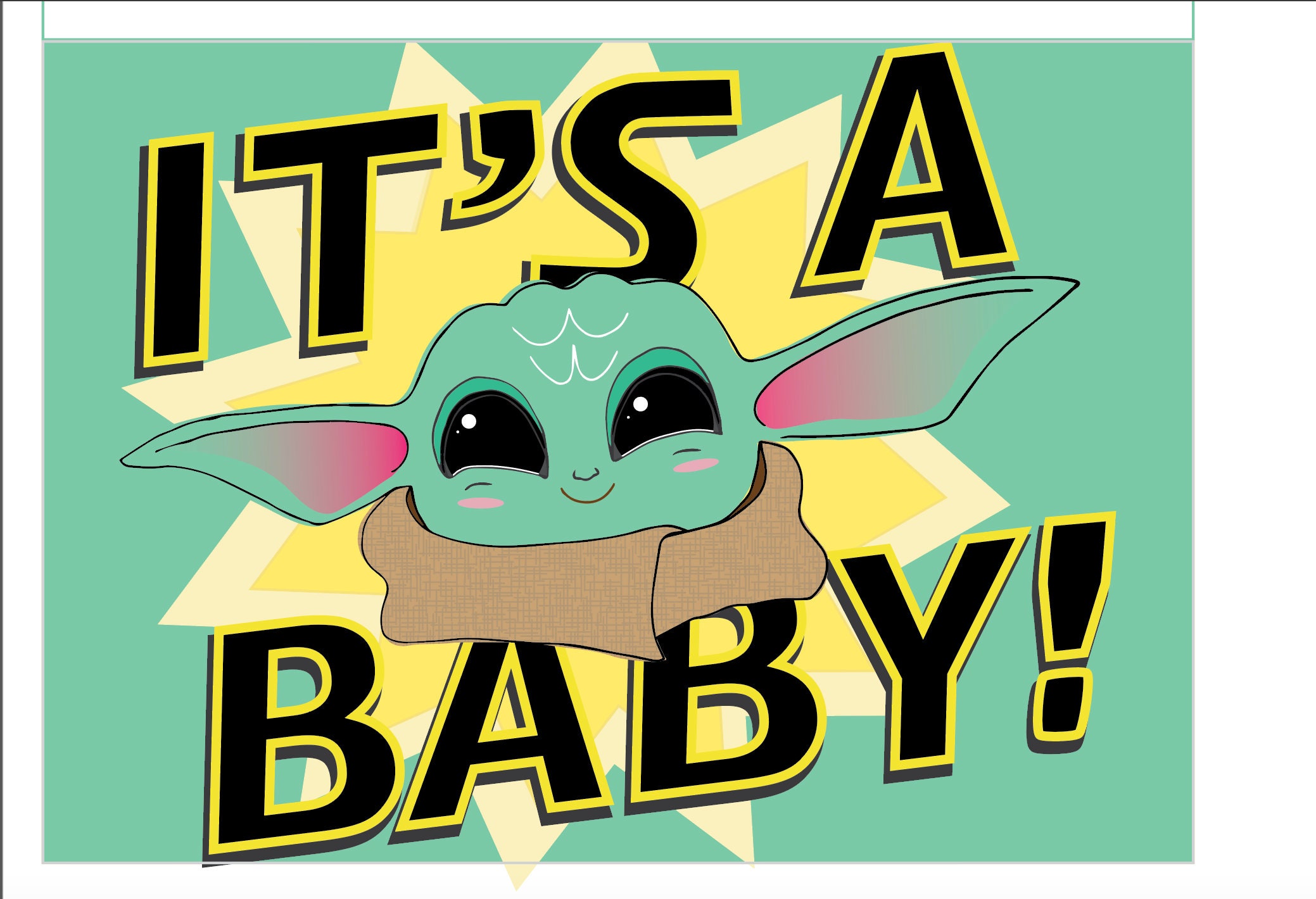 Baby YODA Baby Announcement GENDER NEUTRAL Baby Announcement Etsy