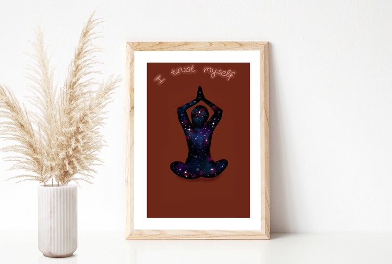 Art Print Universe Woman Affirmation i trust myself Poster Starry Sky