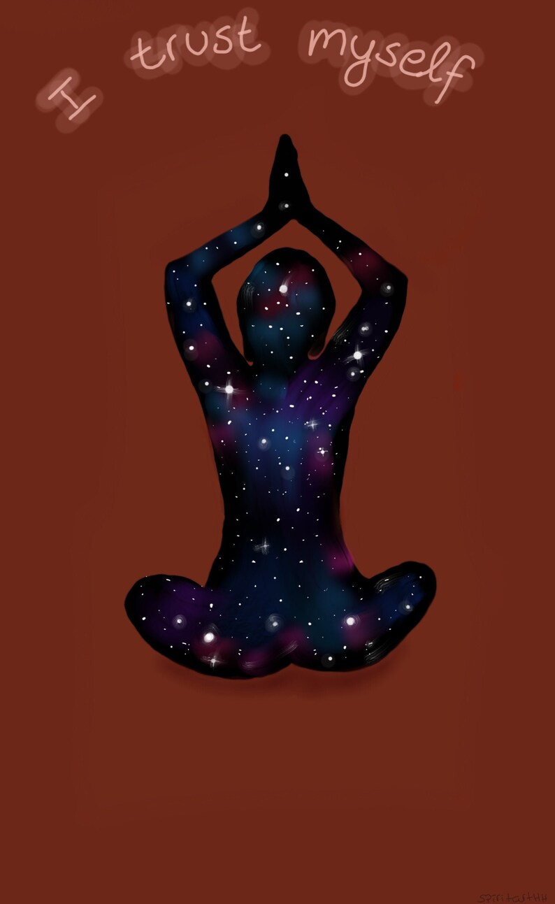 Art Print Universe Woman Affirmation i trust myself Poster Starry Sky