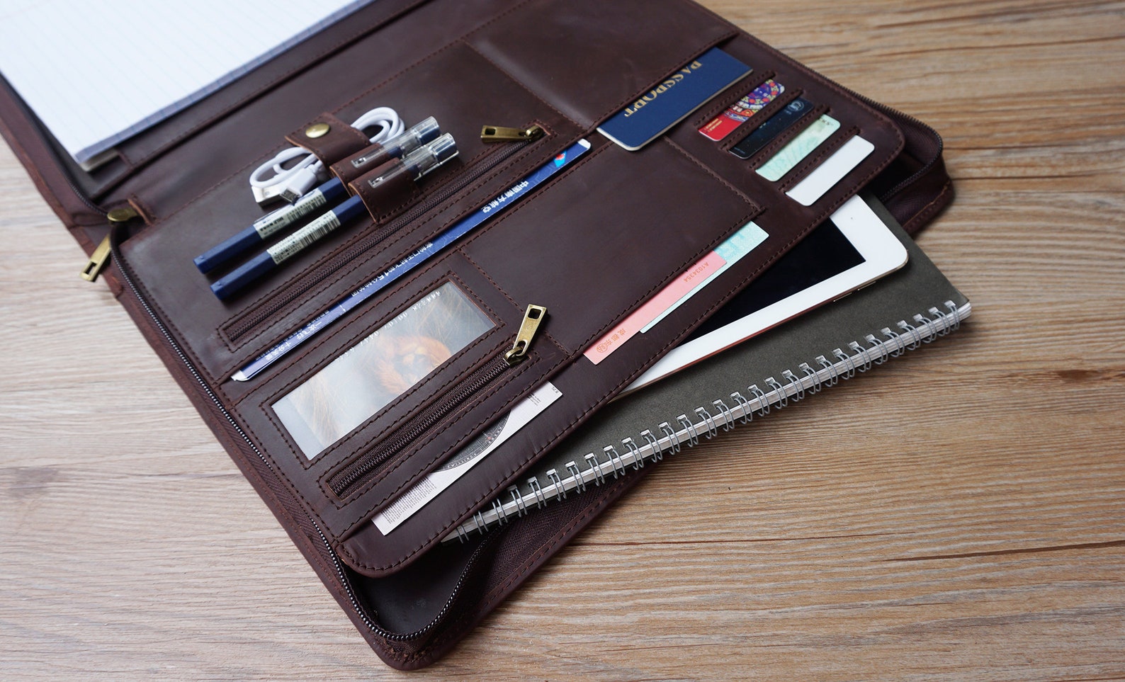 Leather Portfolio for Men Business Padfolio for Lefthanded Etsy
