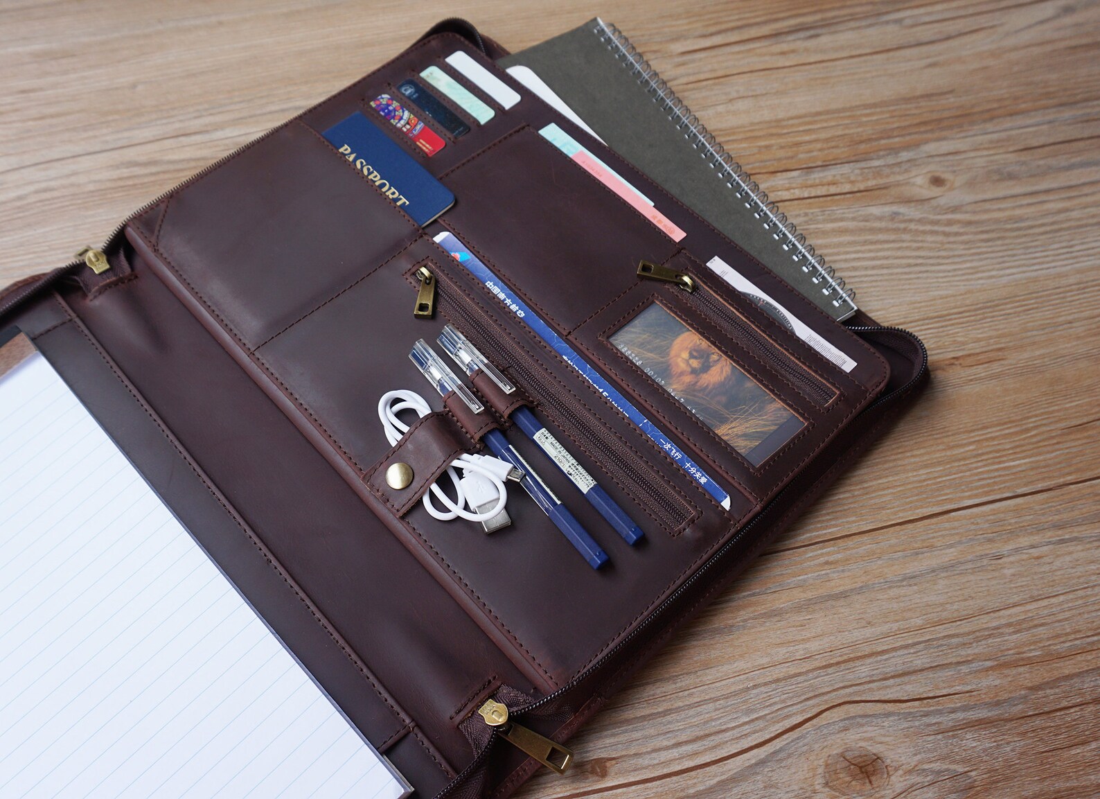 Leather Portfolio for Men Business Padfolio for Lefthanded Etsy