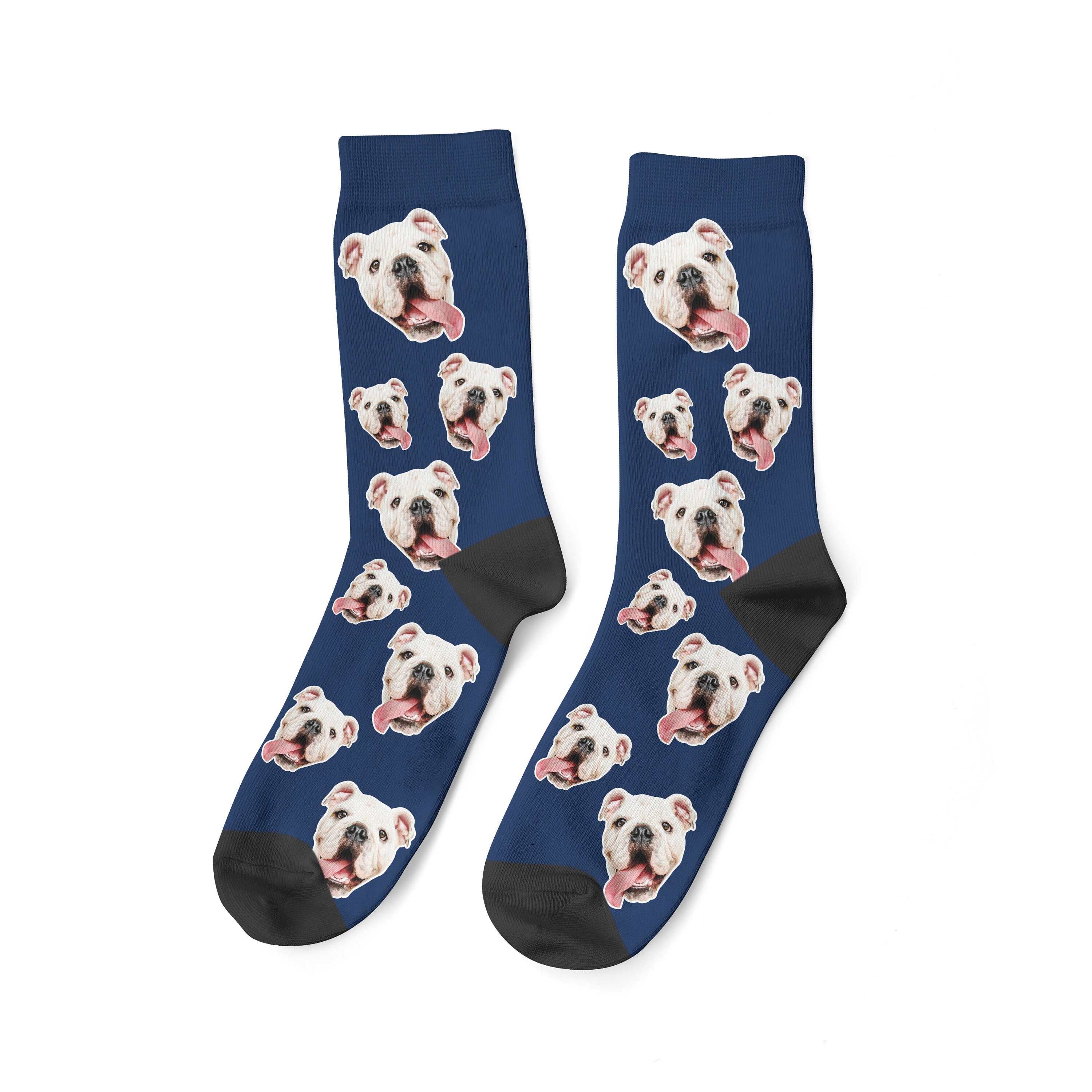 Custom Dog Face On Plain Socks, Dog Photo Socks, Gift For Dog Lovers, Pet Lovers Christmas Socks