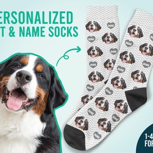 Custom Pet & Name Socks , Personalized Socks, Custom Pet Face Socks, Dog Socks,  Christmas Gift, Thanksgiving Gift, Family Gift