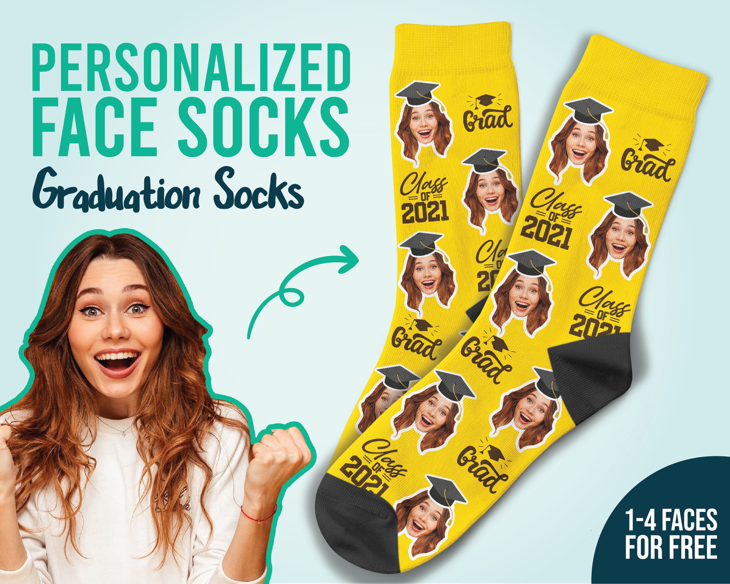 Graduation Custom Face Socks Personalized Socks Graduation Etsy Australia