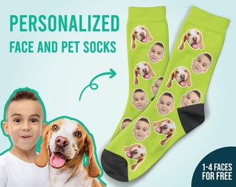 Custom Dog On Socks, Put Kid Face On Socks, Custom Socks, Dog Socks, Gift For Pet Lovers, Kids Gift , Christmas Gift, Thanksgiving Gift