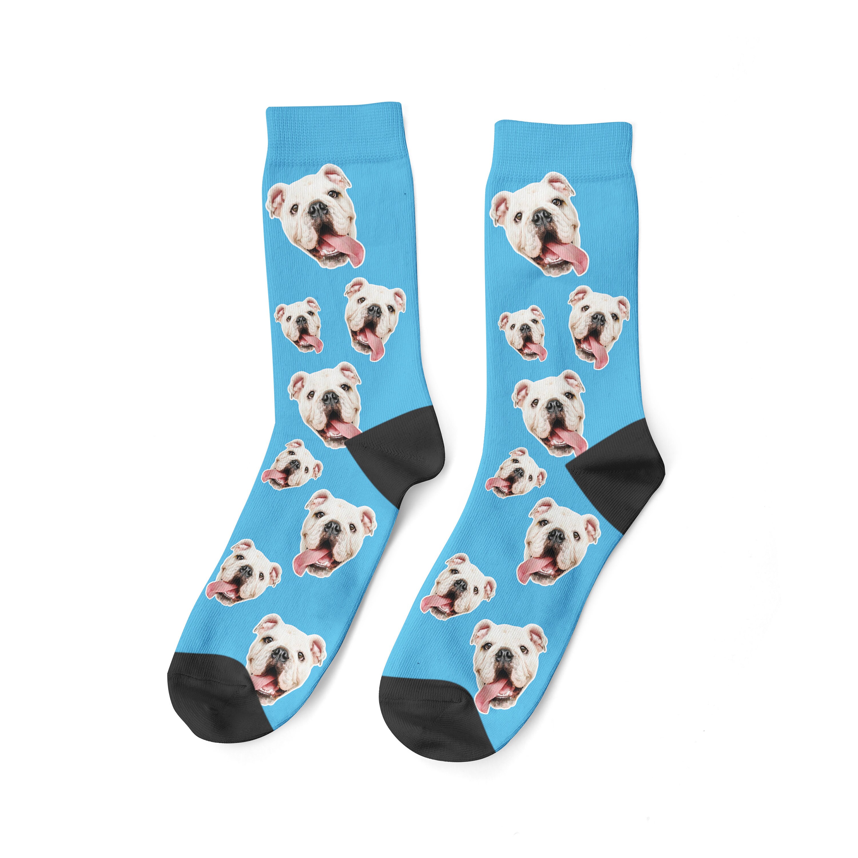Custom Dog Face On Plain Socks, Dog Photo Socks, Gift For Dog Lovers, Pet Lovers Christmas Socks