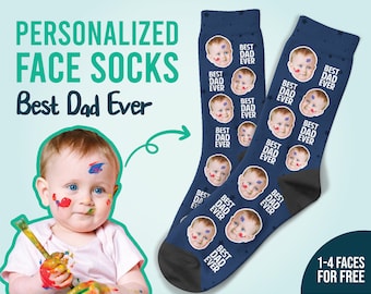 Father's Day Gift, Best Dad Ever Socks, Custom Face Socks, Personalized, Happy Father's Day Socks, Best Gift For Dad, Thanksgiving Gift