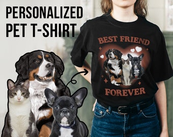 Best Friend Forever Pet T-shirt, Personalized Unisex T-Shirt, Pet Face Customized Shirt , Dog Cat Lovers , Gif For Family, Gift For Mom