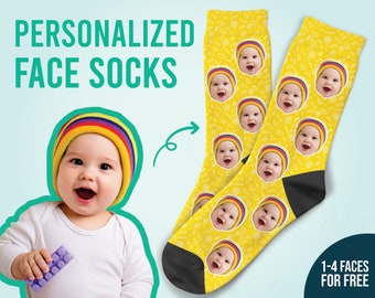 Calcetines personalizados para cara de bebé, calcetines personalizados, calcetines personalizados, regalo de Navidad, regalo de Acción de Gracias, regalo familiar, regalo del Día de las Madres