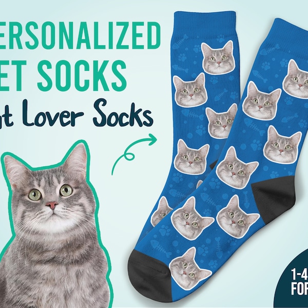Customized Gift, Customized Cat Socks, Put Cute Cat On Custom Socks, Cute Socks, Pet Lovers, Family Gift, Mother's Day Gift