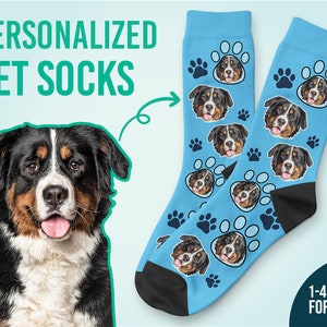 Custom Pet Socks With Paw , Custom Socks, Dog Socks, Gift For Pet Lovers, Mothers Day Gift, Family Gift