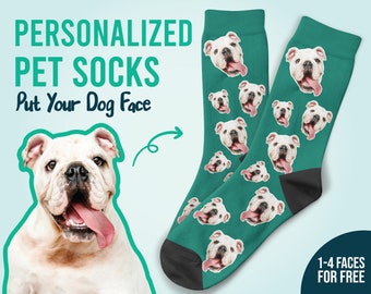 Custom Dog  Face On Plain Socks, Dog Photo Socks , Gift For Dog Lovers, Pet Lovers Socks, Christmas Gift, Thanksgiving Gift, Family Gift