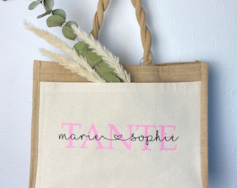 Personalisierte Jutetasche Tante Tasche | Markttasche | Geschenk | Individuelle Geschenke | Muttertag | Muttertagsgeschenk | Jute Shopper