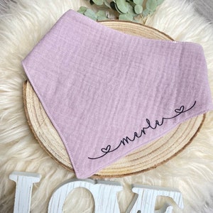 Customizable scarves Muslin Bibs personalized Purple Pink Blush Lilac different colors image 3