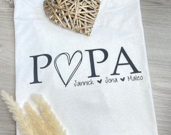 Papa T-Shirt | Dad Shirt Kindernamen | personalisiertes Vatertagsgeschenk | personalisiertes Papa T-Shirt | Papa Statementshirt | DAD Shirt