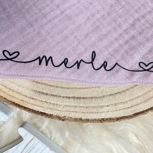 Customizable scarves Muslin Bibs personalized Purple Pink Blush Lilac different colors image 4