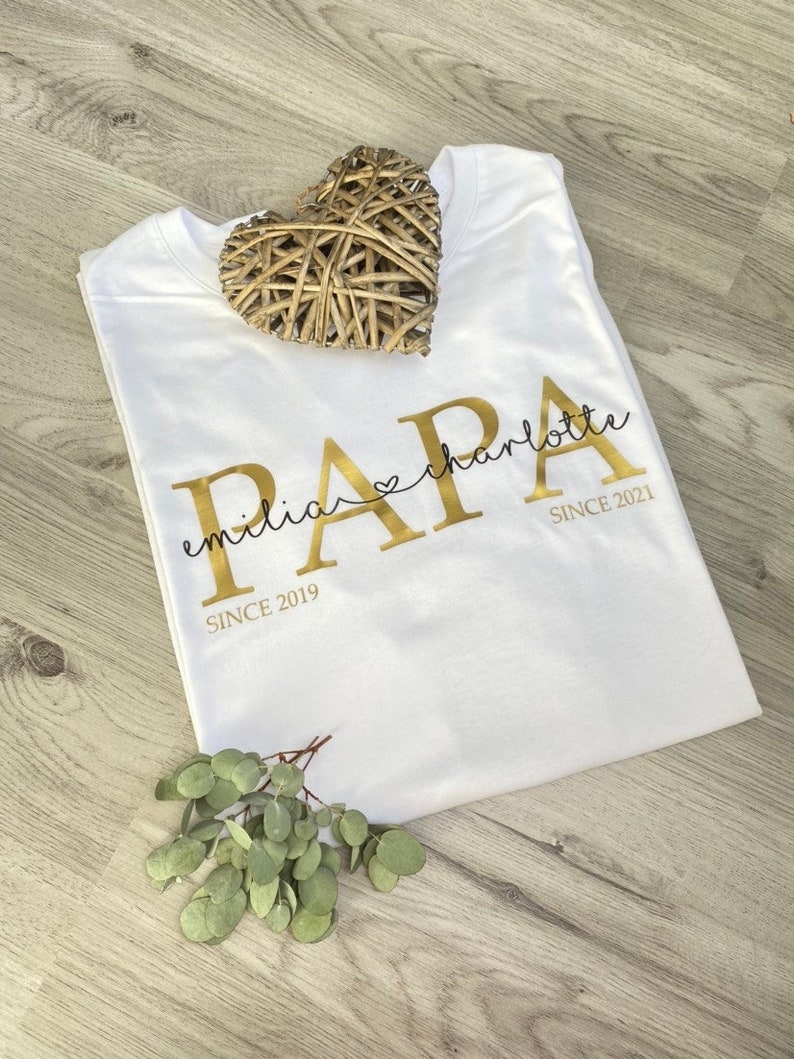 Papa T-Shirt Dad Shirt Kindernamen personalisiertes Vatertagsgeschenk personalisiertes Papa T-Shirt Papa Statementshirt DAD Shirt Bild 6