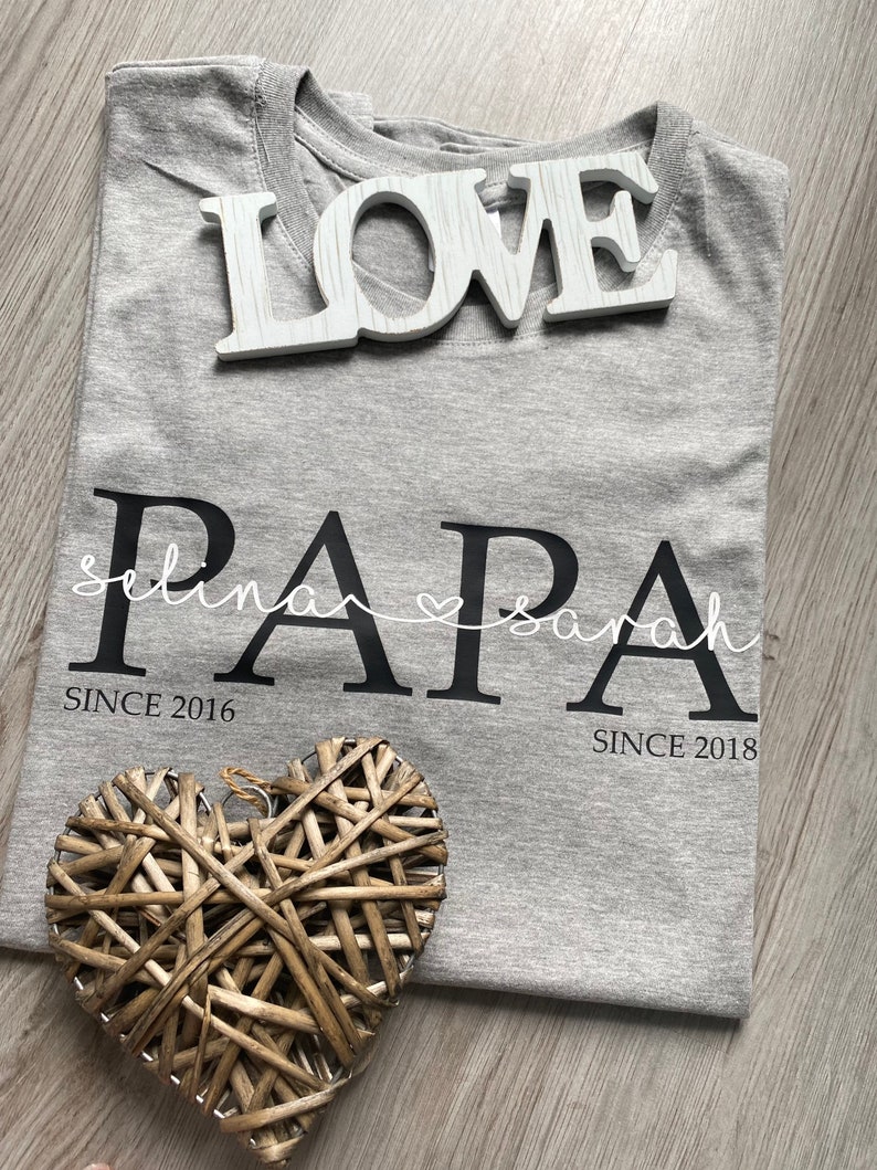 Papa T-Shirt Dad Shirt Kindernamen personalisiertes Vatertagsgeschenk personalisiertes Papa T-Shirt Papa Statementshirt DAD Shirt Bild 3