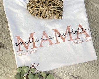 Bügelbild | Mama T-Shirt Kindernamen | personalisiertes Muttertagsgeschenk | personalisiertes Mom T-Shirt | Mama Statementshirt | MOM Shirt