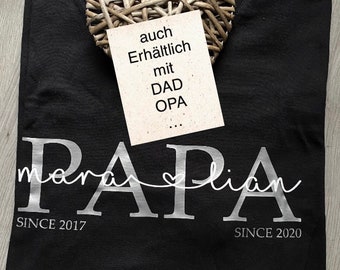 T-shirt papa | Papa Chemise Enfants Noms | cadeau personnalisé pour la fête des Pères | t-shirt papa personnalisé | Chemise de déclaration de papa | Chemise PAPA