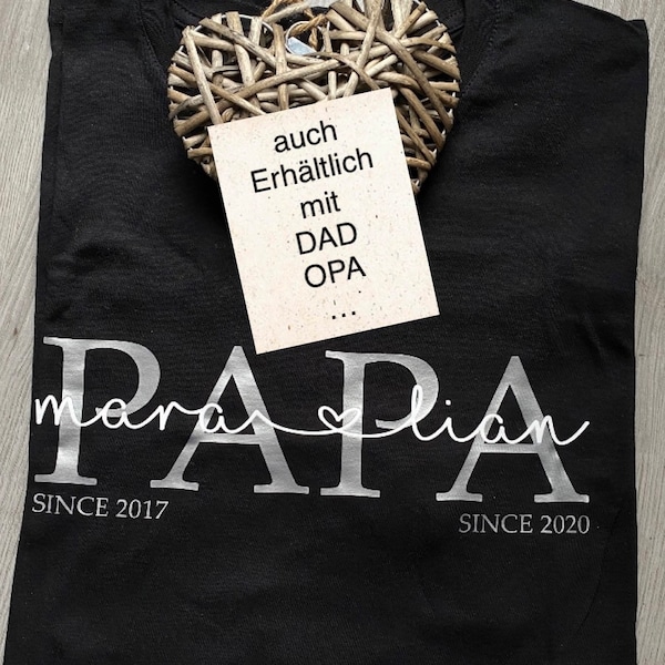 Bügelbild | Papa T-Shirt Kindernamen | personalisiertes Vatertagsgeschenk | personalisiertes Papa T-Shirt | Papa Statementshirt | DAD Shirt