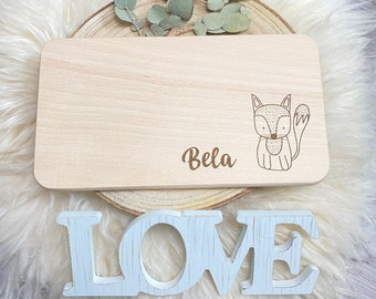 Wooden board with engraving | Breakfast board children | Baby gift personalized | Brett Fuchs | Personalized cutting board