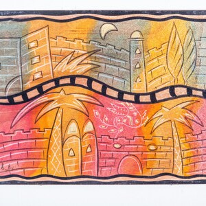 Judaica Home Decor, Original Fine Art, Jerusalem Art, Passover Table, Pesach Table Accents, Jerusalem Placemat, Judaica Gifts, Wood Placemat
