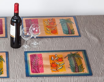 Passover Table Decorations, Pesach Table Placemats, Hostess Gift, Wood Placemats, Non Slip Table Mats, Heat Resistant, Party Table Decor