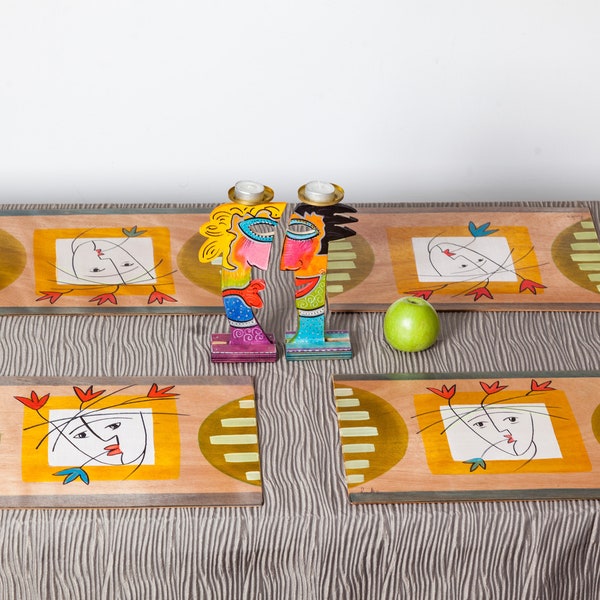 Unique Wood Hand Painted Table Placemats