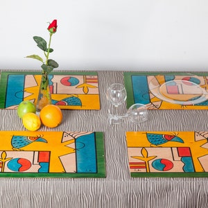 Original Art Wood Placemats, Artistic Table Placemats, Hand Painted Placemats, Unique Home Decor, Kitchen Placemats