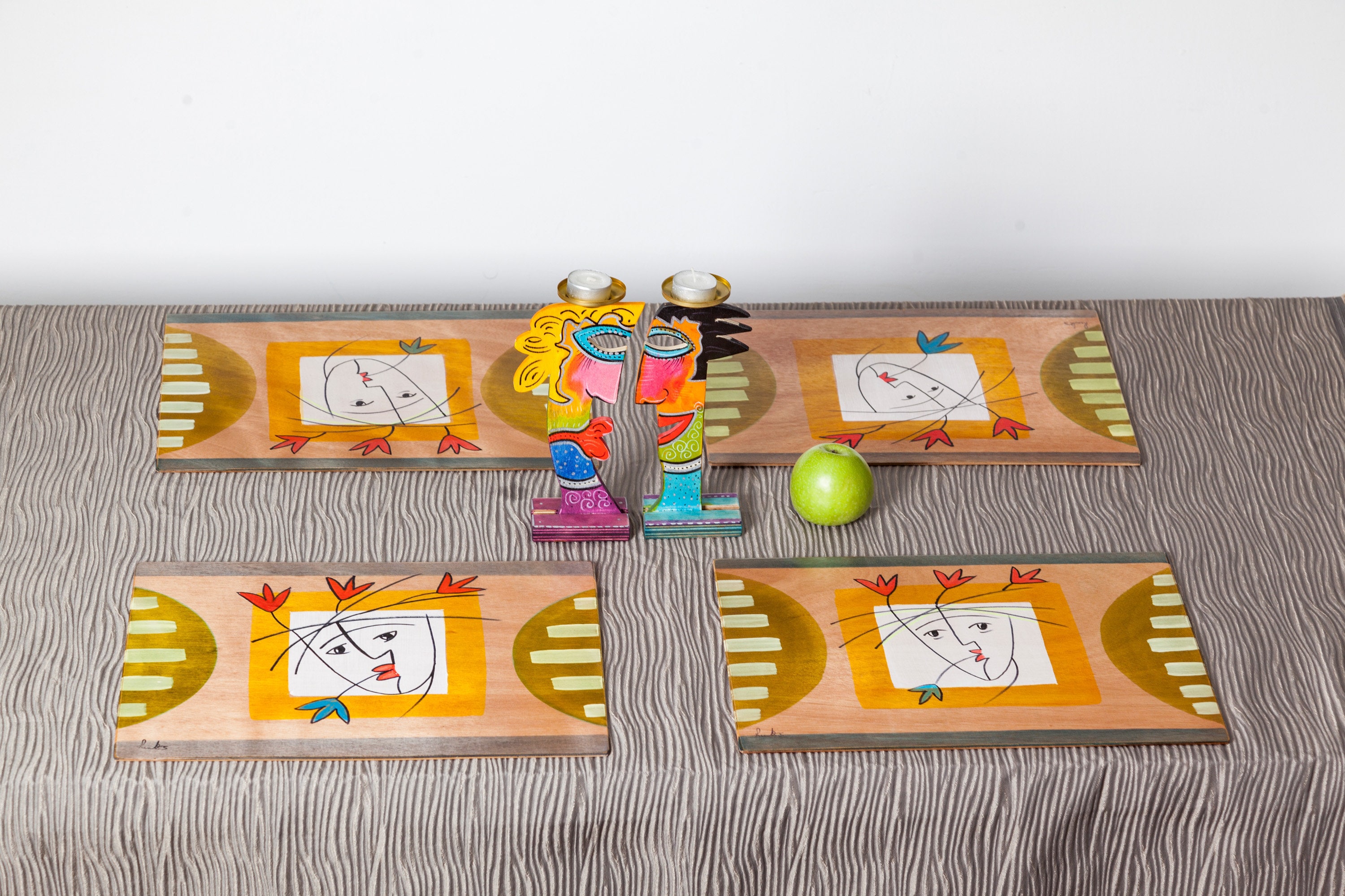 Unique Wood Hand Painted Table Placemats Etsy